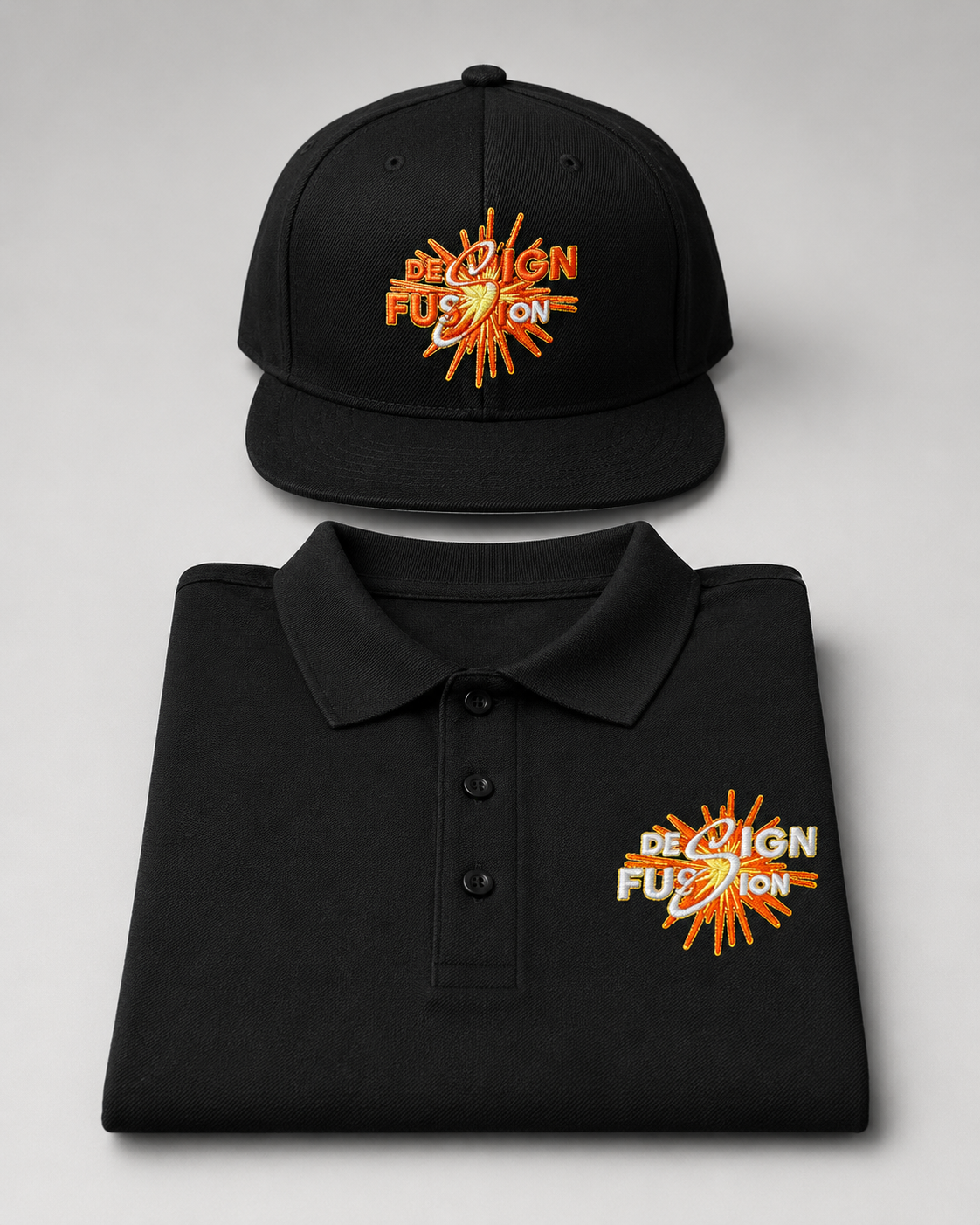 Design Fusion branded polo and snapback set