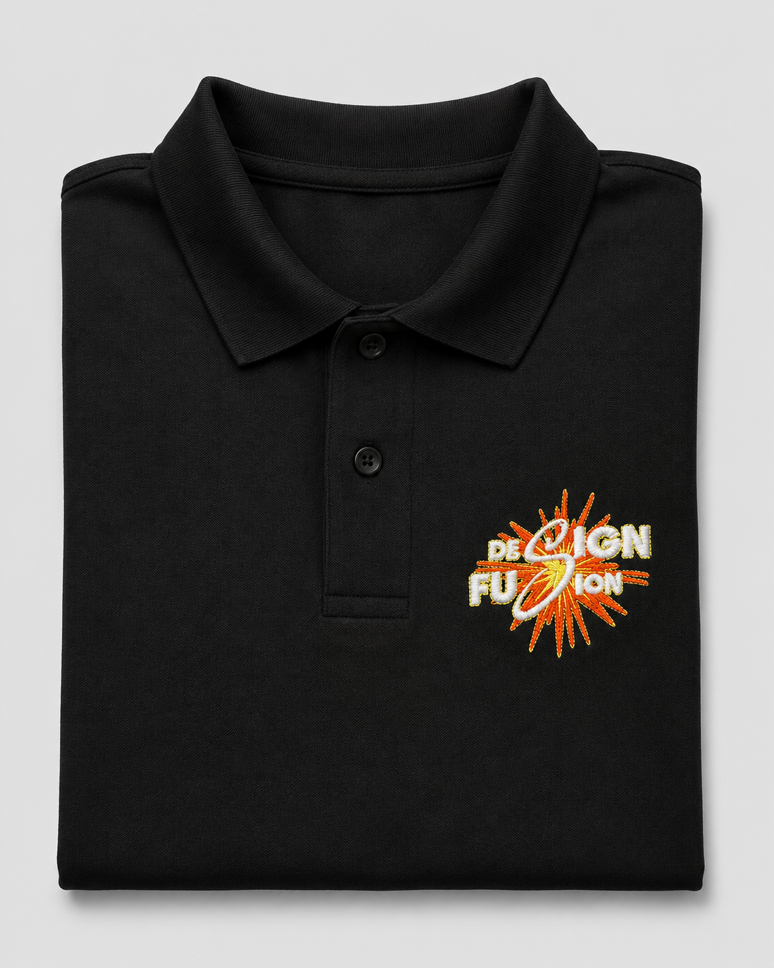 Design Fusion embroidered black polo