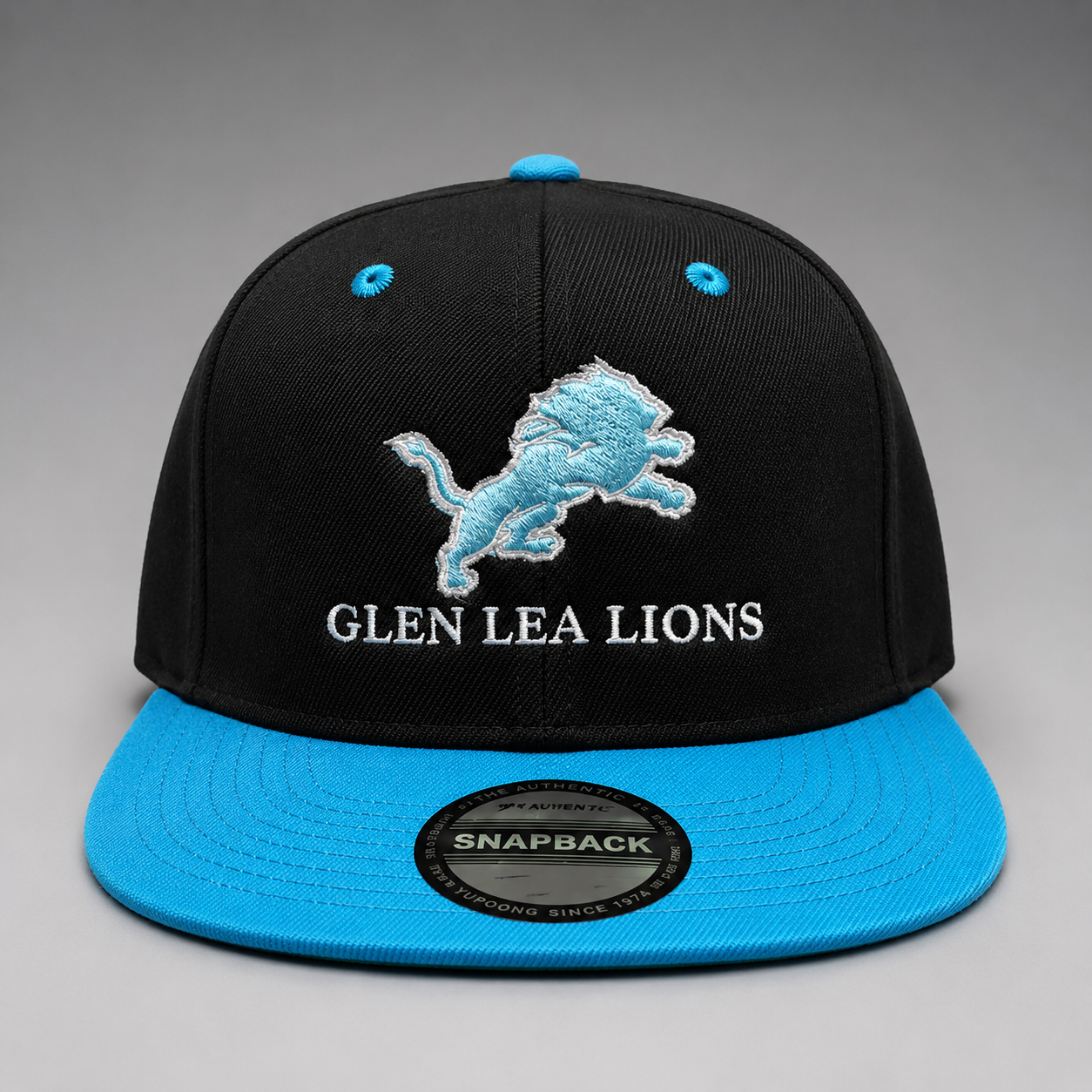 Custom Glen Lea Lions embroidered snapback hat