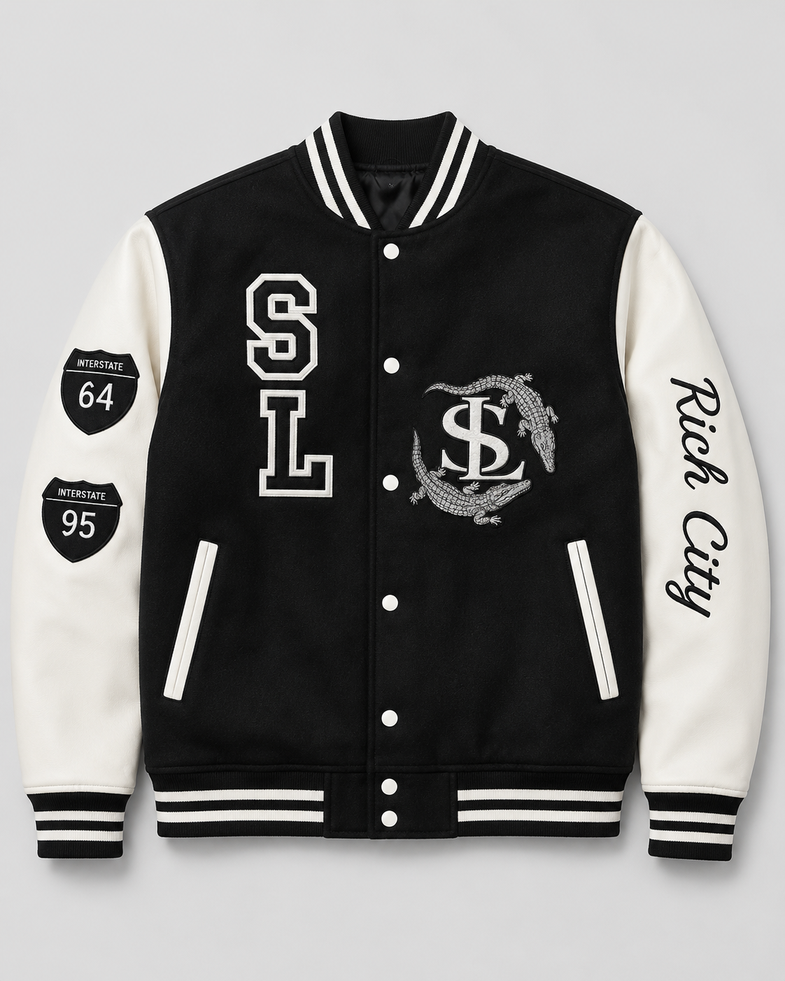 Swamp Lyfe varsity jacket front view